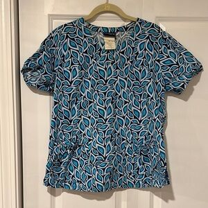 Scrub Top Blue Print